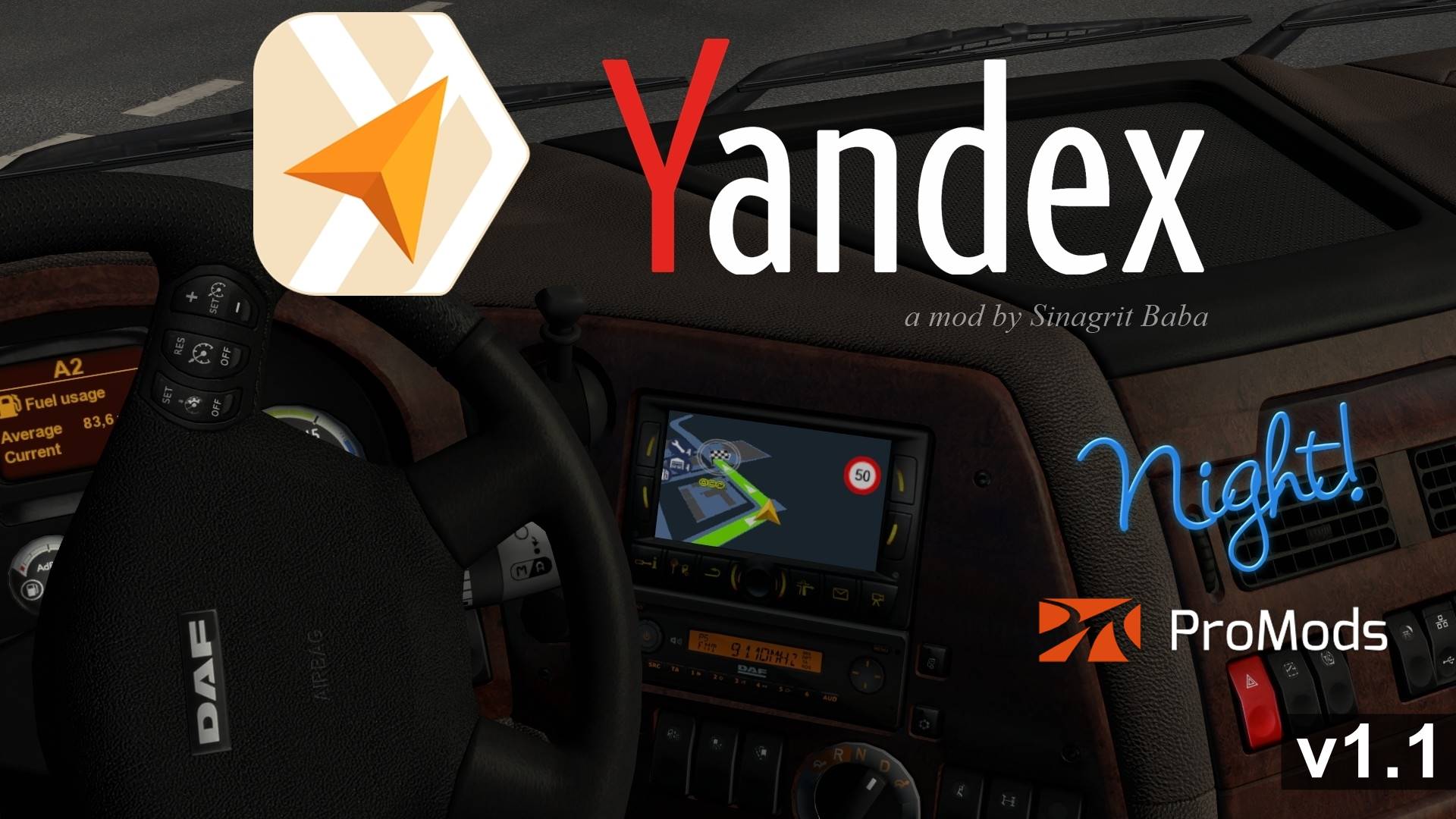 ETS 2 - Yandex Navigator Night Version for ProMods v1.1 ETS 2 - Yandex Navigator Night Version for ProMods v1.1