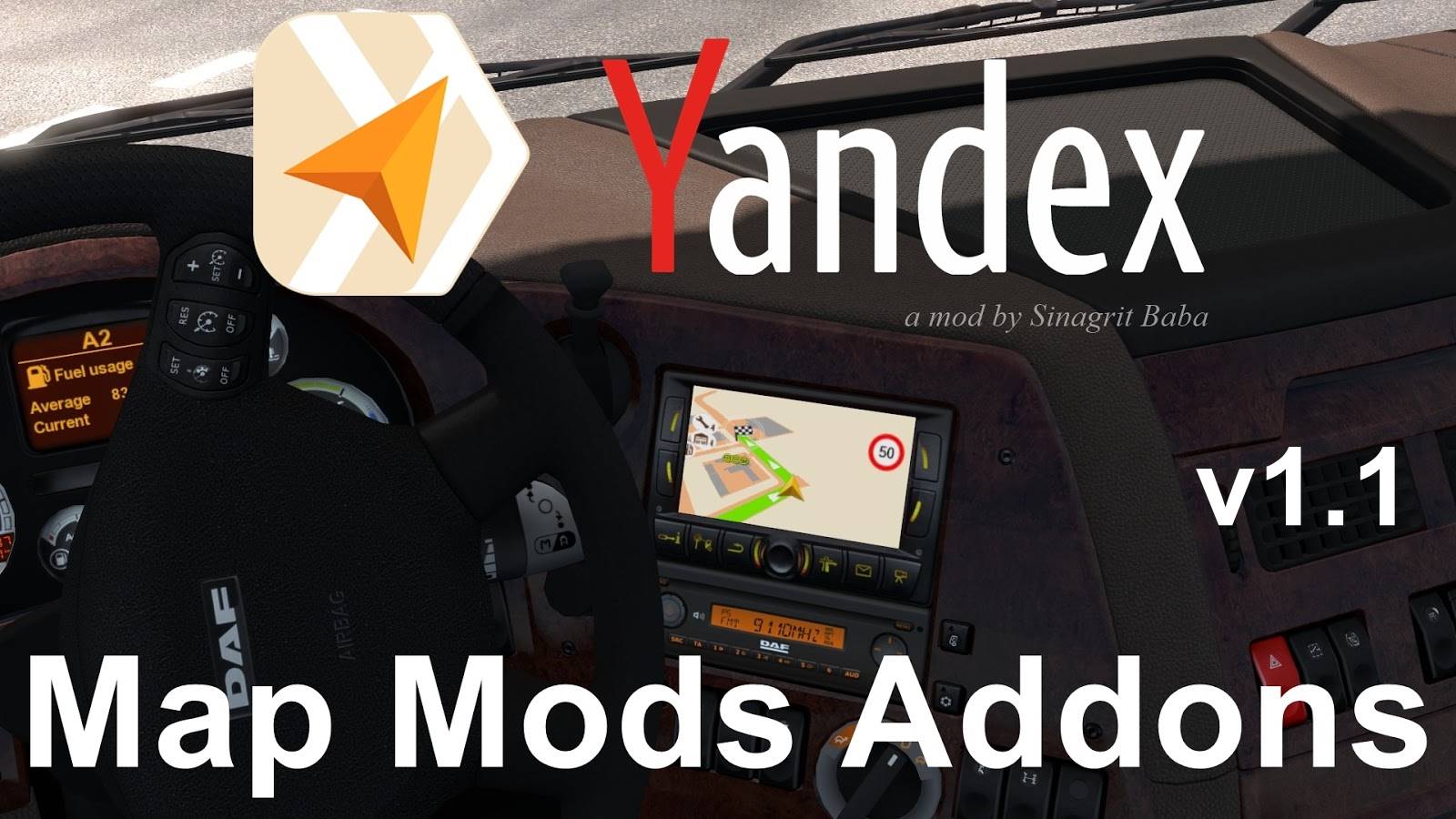 ETS 2 - Yandex Navigator Normal & Night Map Mods Addons v1.1