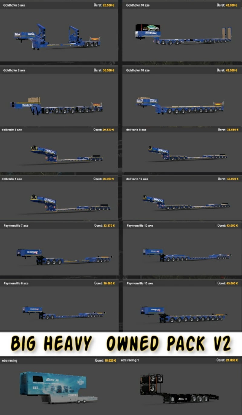 Trailer Big Heavy Owned Pack v2 ETS2 1.44 Trailer Big Heavy Owned Pack v2 ETS2 1.44
