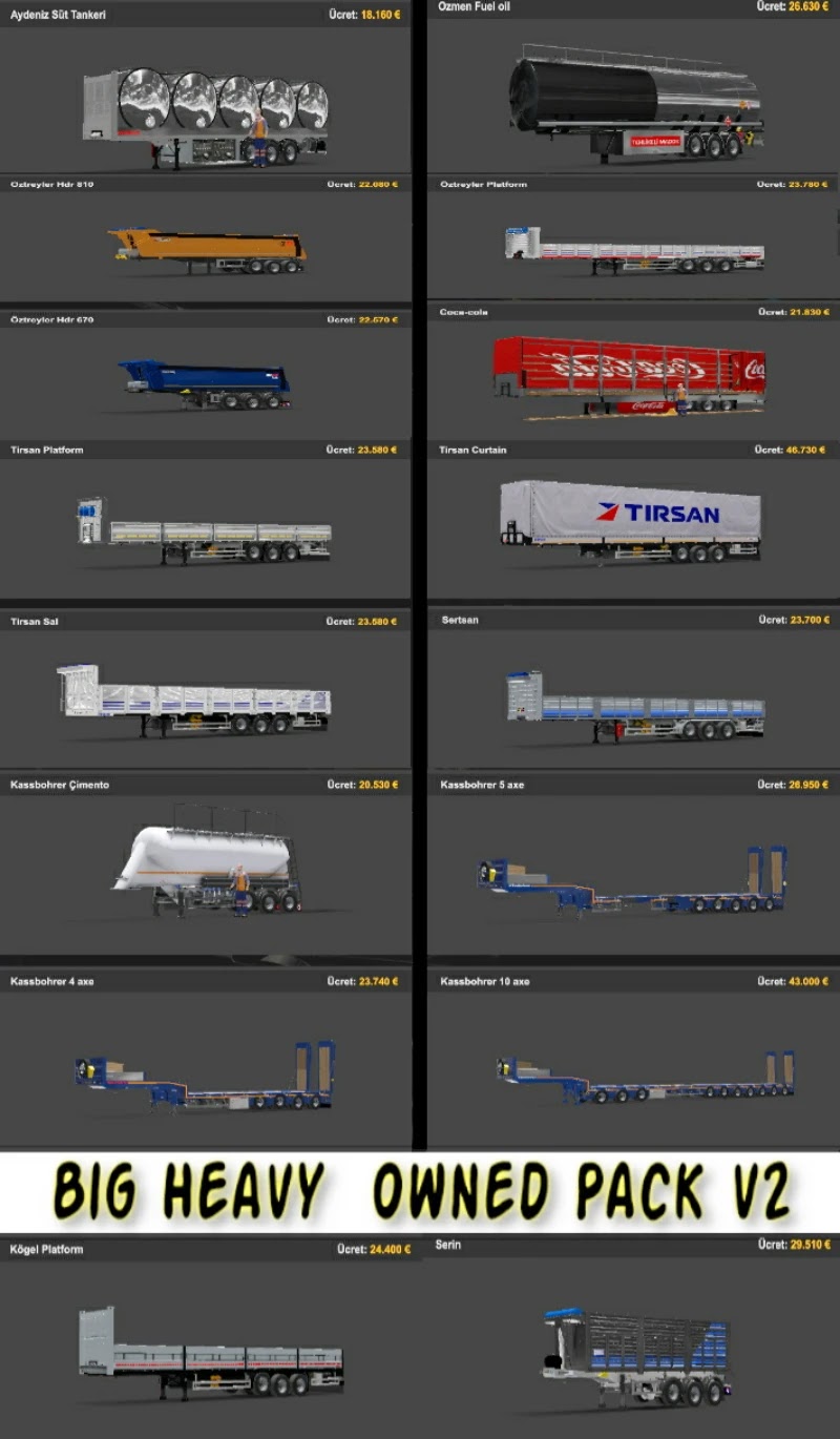 Trailer Big Heavy Owned Pack v2 ETS2 1.44 Trailer Big Heavy Owned Pack v2 ETS2 1.44