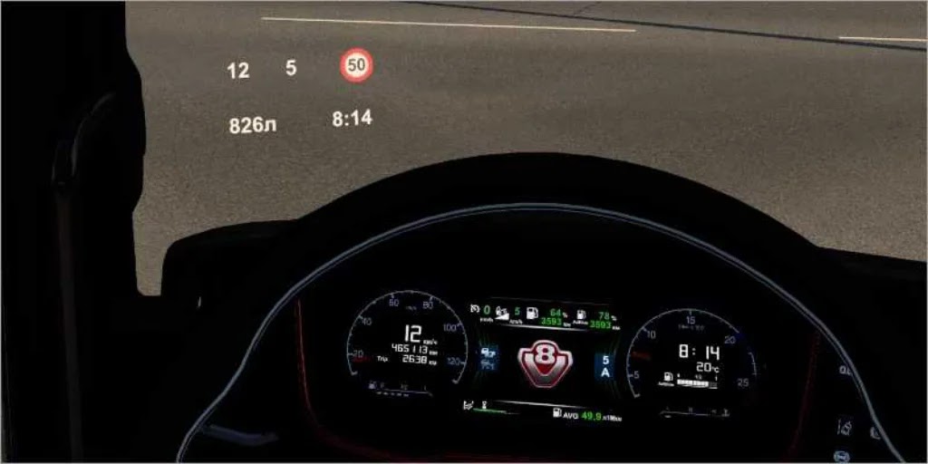 Info di Kaca Depan ETS2 1.50 Info di Kaca Depan ETS2 1.50